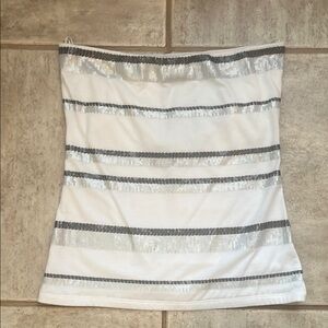 Cache Vintage Y2K Silver and Black Sequin White Tube Top Size S